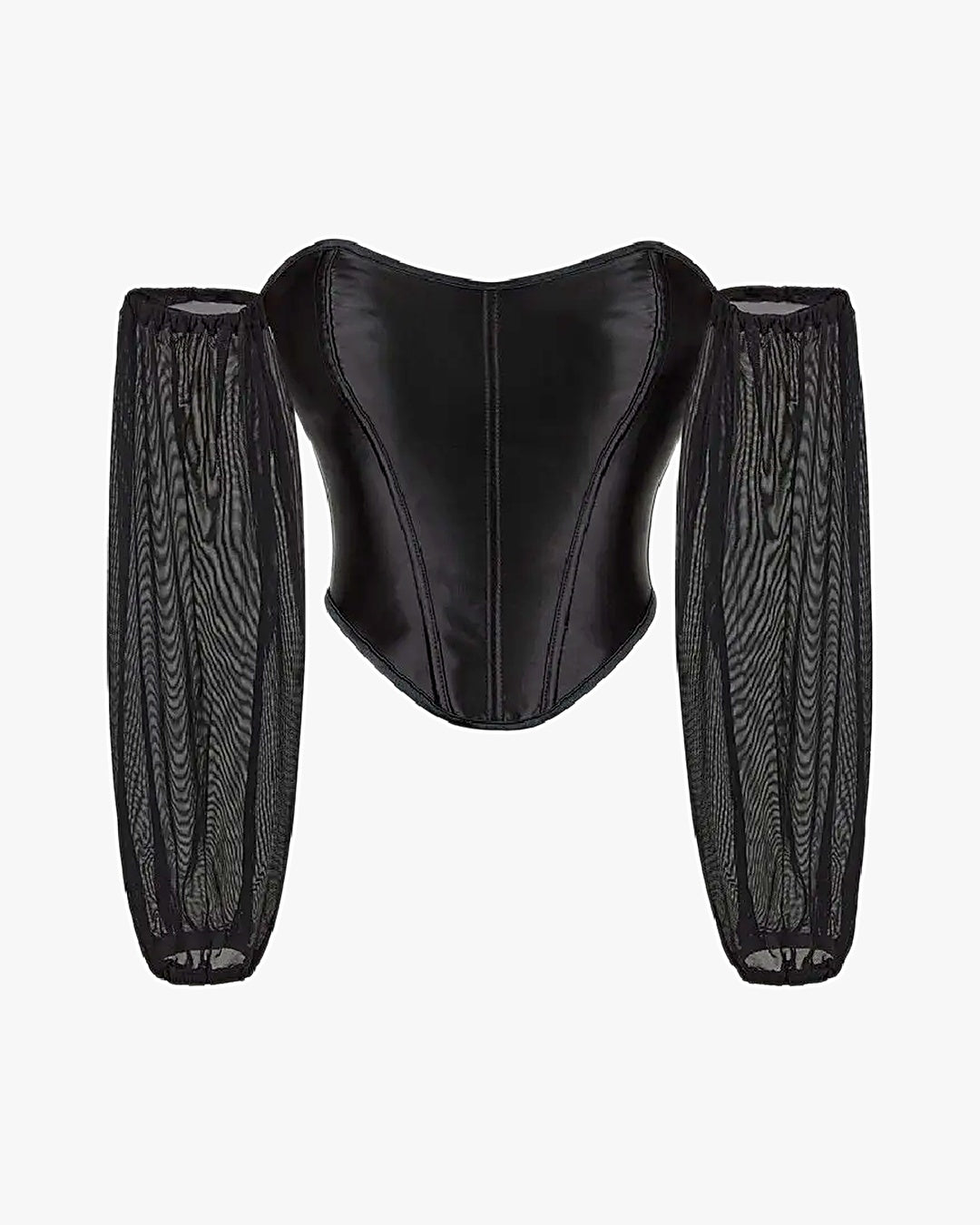 Top corset manche longue sur fond studio gris clair
