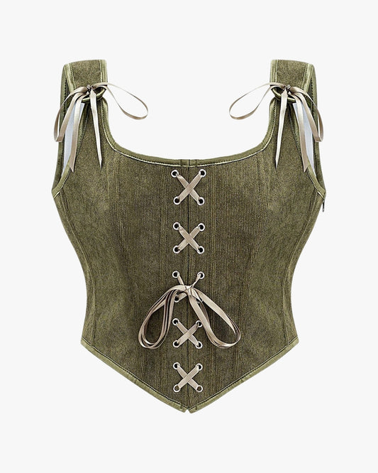 Top corset vint sur fond studio gris clair