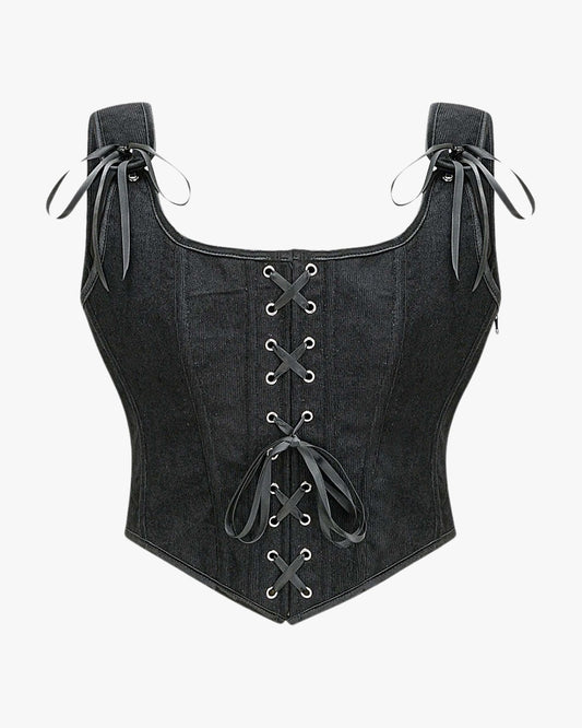 Top corset vint sur fond studio gris clair, vue 4