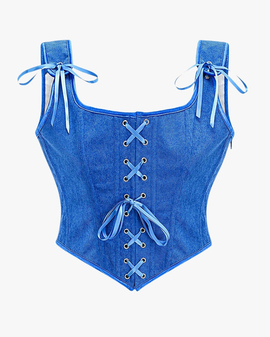 Top corset vint sur fond studio gris clair, vue 5